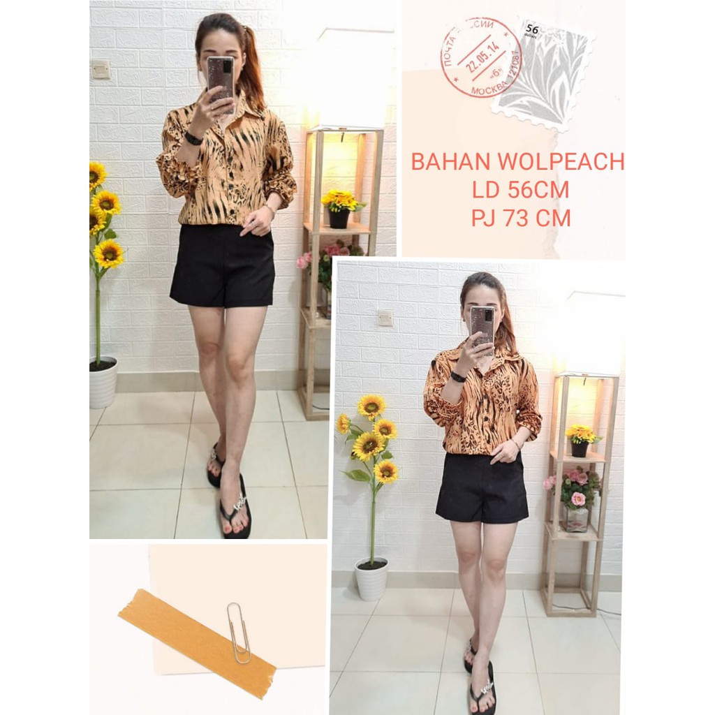 FORTUNA FASHION KEMEJA MOTIF MACAN II KEMEJA FASHION WANITA