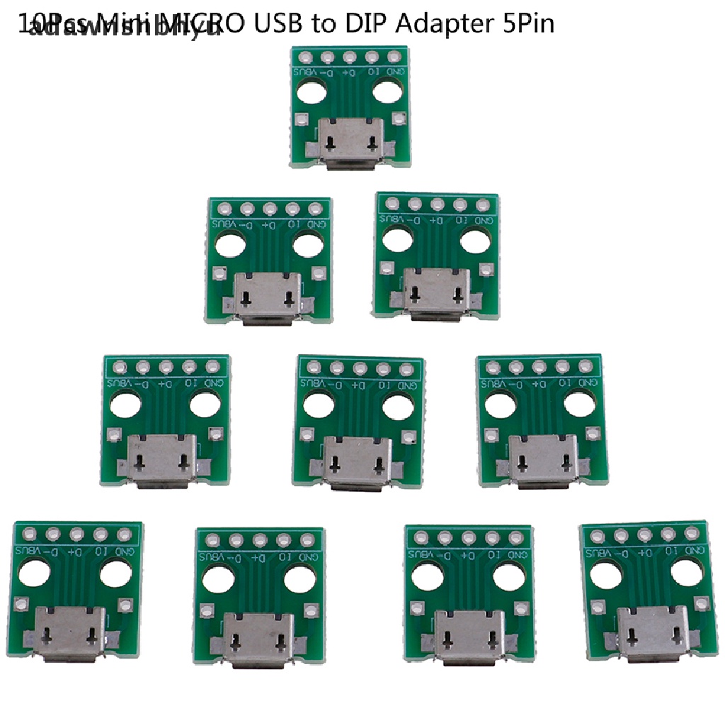 Adawnshbhyu 10Pcs Adaptor MICRO USB to DIP 5Pin Female Connector PCB Converter Board
