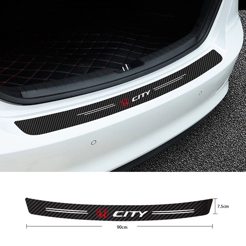 Stiker Pelindung Pintu Bagasi Mobil Honda city Bahan carbon fiber anti Gores Tahan Air