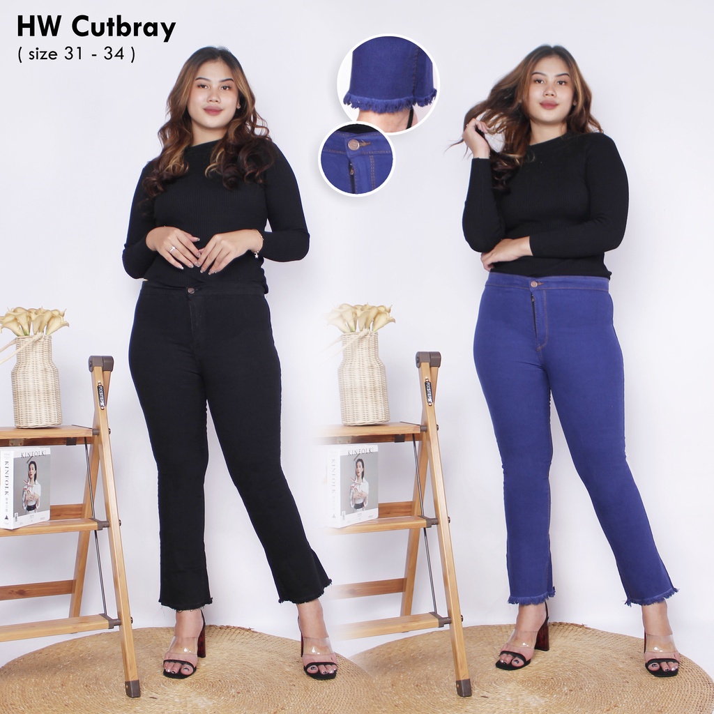 TRIVELA - Hw Cutbray Jeans Jumbo Black / Hw Cutbray Jeans Rawis Jumbo C124