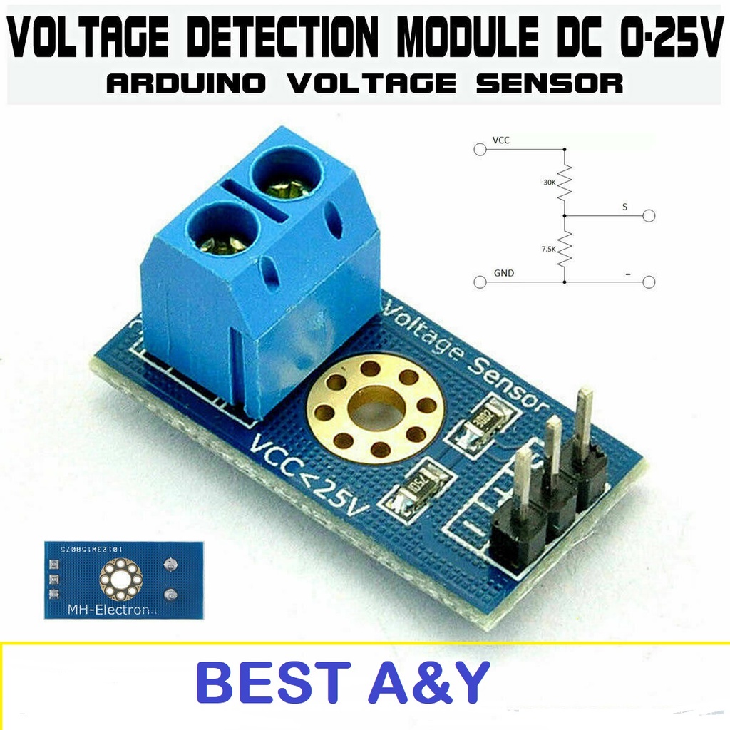 Sensor Tegangan Voltage Detection Module Tester Sensor DC 0-25V Terminal Measurement Arduino RASPBERRY PI