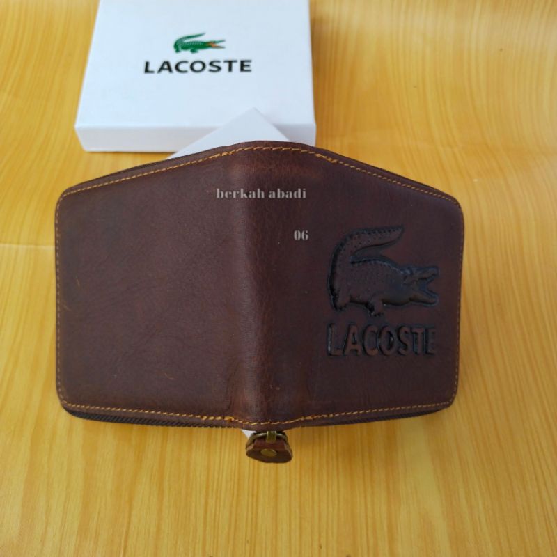 Dompet Resfull  Seleting Kulit Sapi Asli Premium Original/Dompet Lacoste Kulit resleting Luar