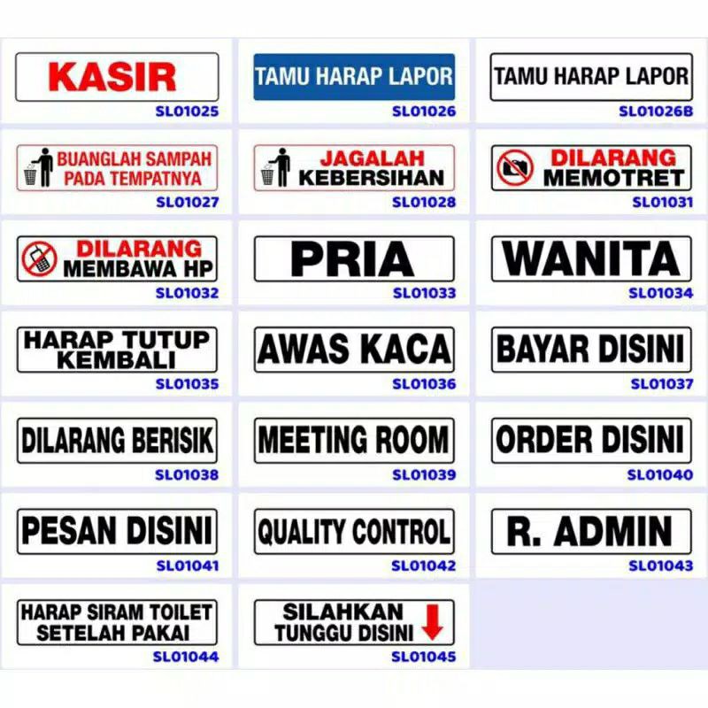 

Ltulisan label petunjuk Sign Label