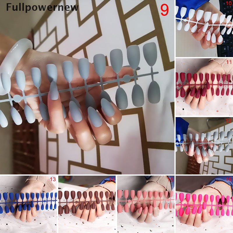 (Full) 24pcs / Set Kuku Palsu Akrilik Gel Full Cover Untuk Nail Art