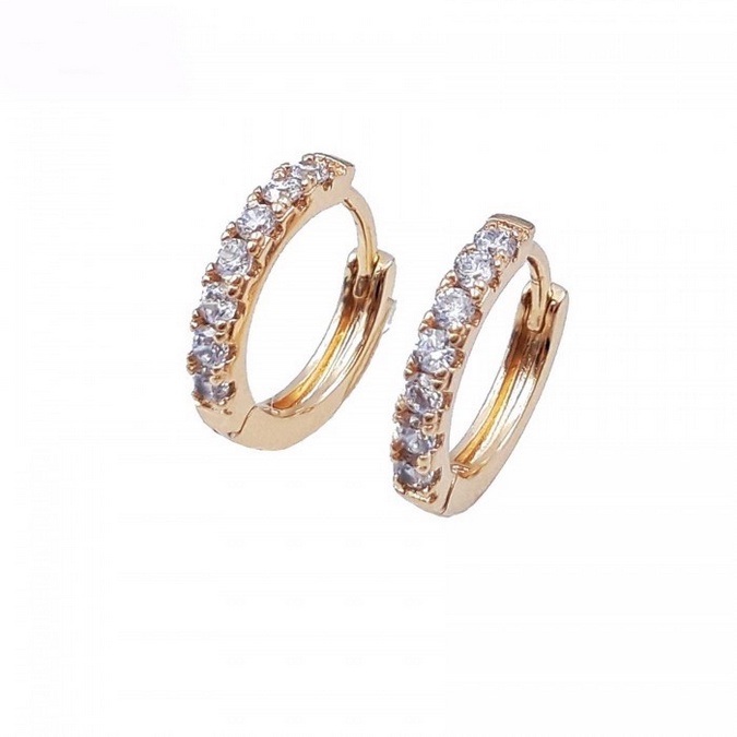 Anting Clip Titanium Motif Baris Gold Zircon