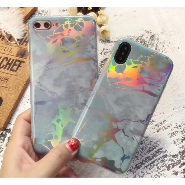 Case Silicon Marble Hologram Iphone X XR XS MAX Case Marble