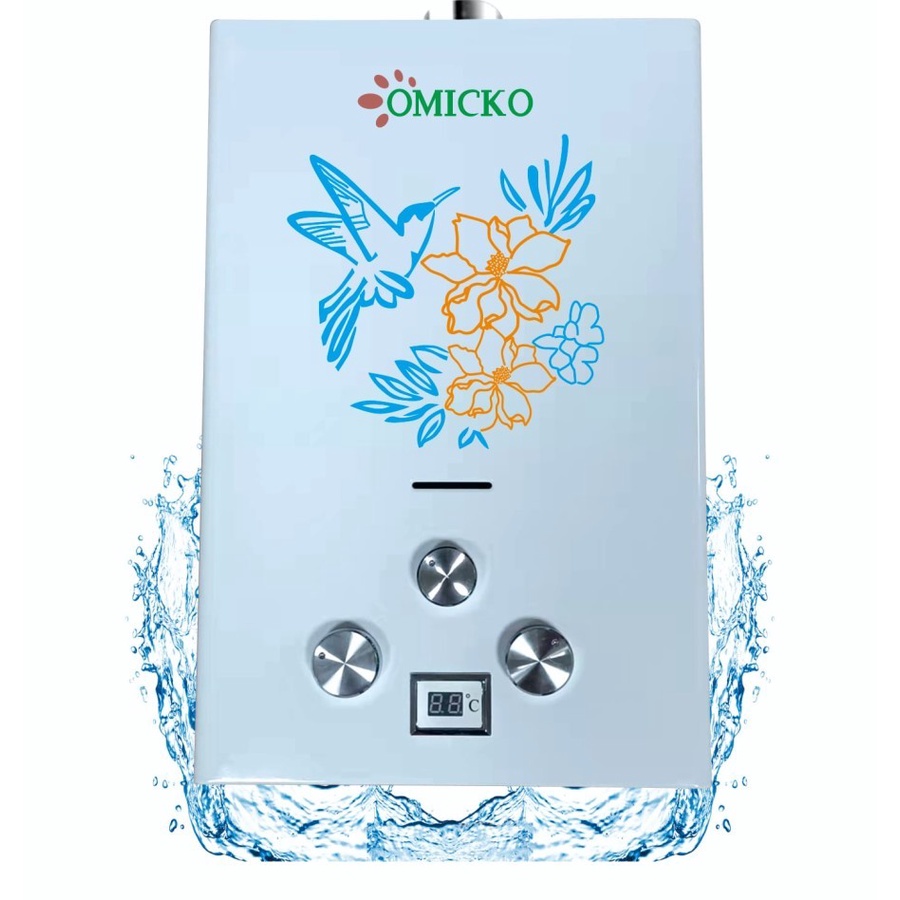 Omicko Water Heater Gas ukuran 6liter Digital Free selang shower-garansi resmi