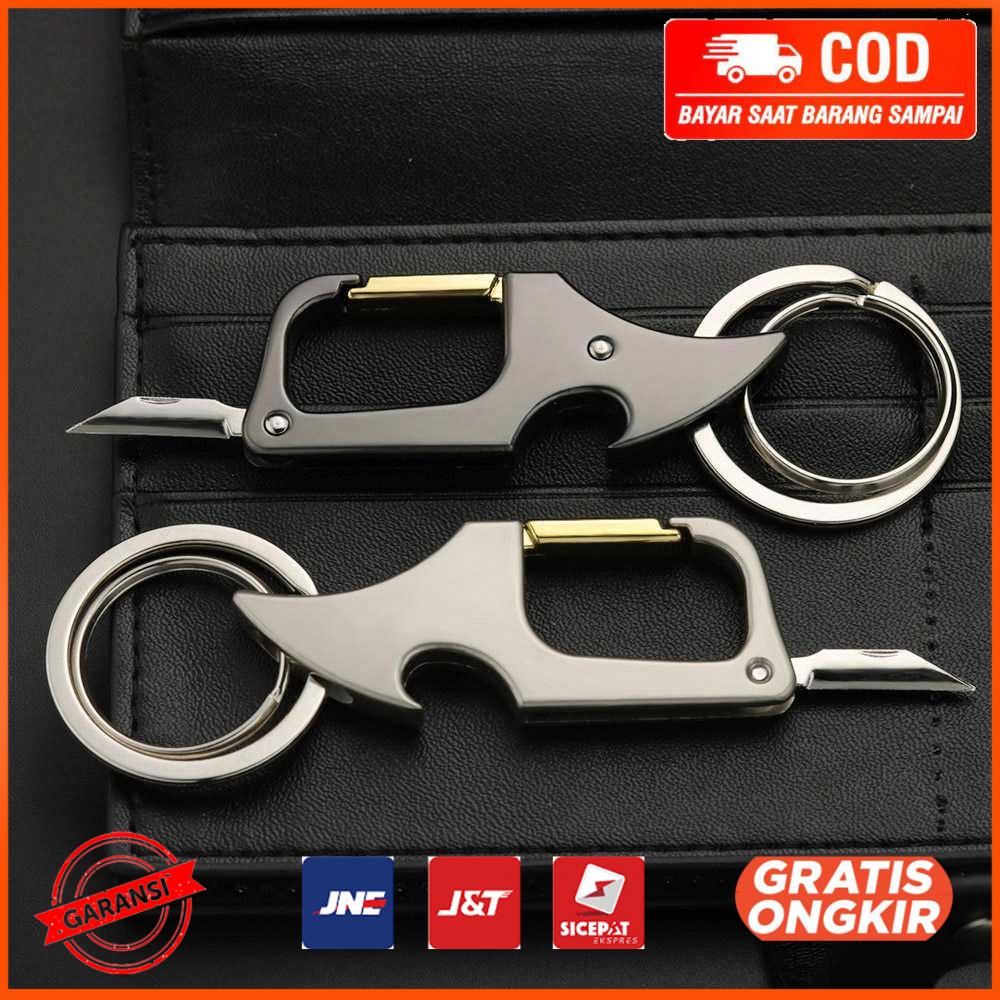 Gantungan Kunci Karabiner EDC Pisau Pembuka Tutup Botol