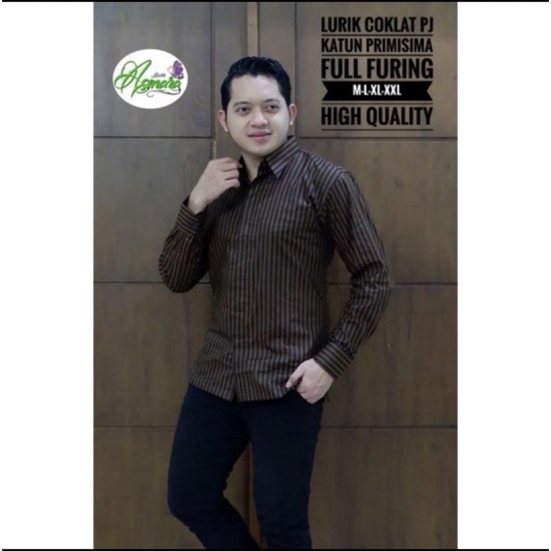 LURIK COKLAT KEMEJA BATIK PRIA SOLO LENGAN PANJANG KATUN HALUS FULL FURING PREMIUM ATASAN MODERN BAT