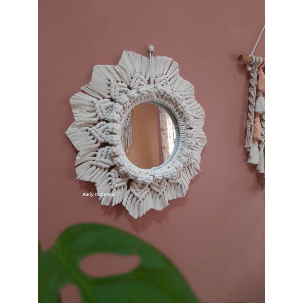 Cermin Macrame/cermin aesthetic/hiasan dinding macrame