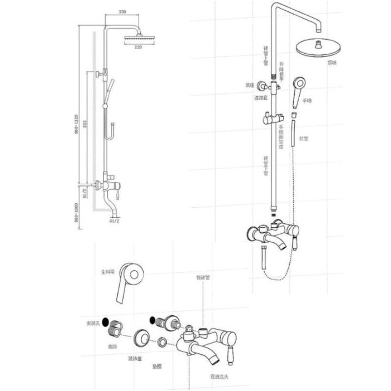 Shower tiang FSD Gold set panas dingin &quot;ORIGINAL&quot; / Shower Gold mewah dua fungsi