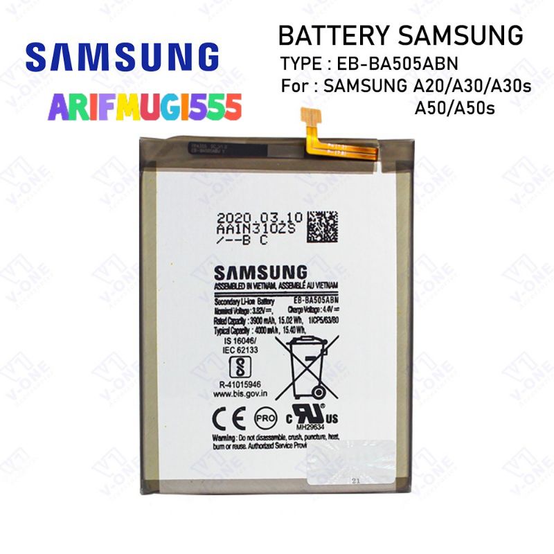 BATRAI BATERAI BATRE BATTERY SAMSUNG A50S A507 EB-BA505ABN ORIGINAL