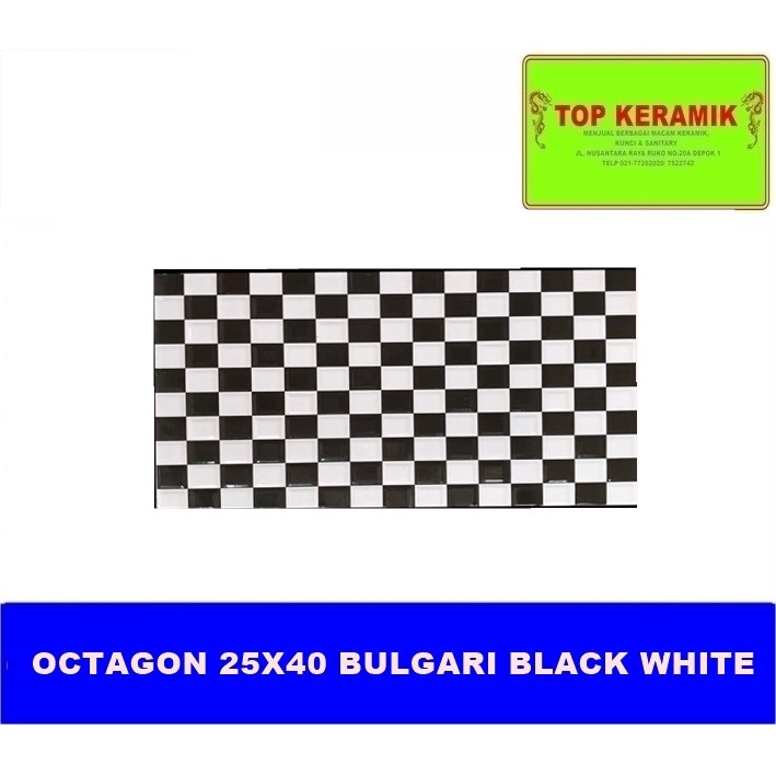 Keramik Dinding Octagon 25x40 Bulgari Black White Kw 1