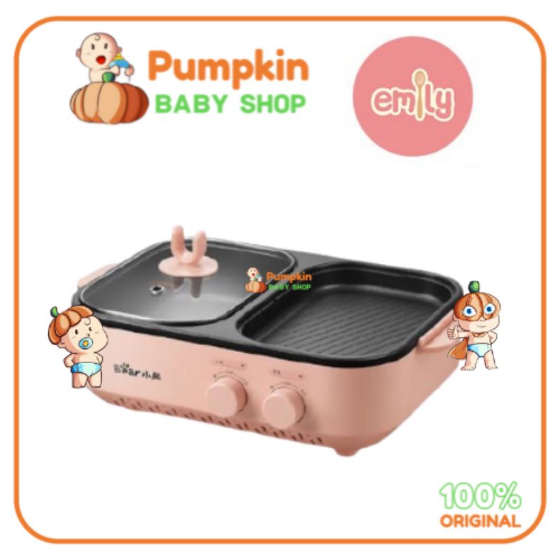 Emily 2 in 1 Electric Grill &amp; Hot Pot 1 Liter / Pemanggang BBQ &amp; Perebus Makanan