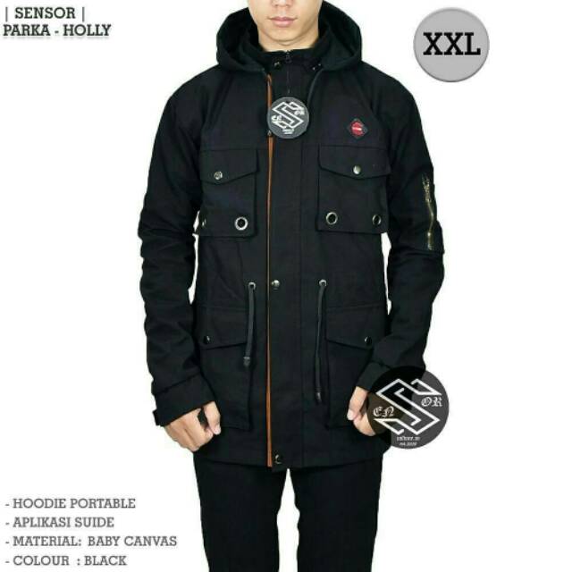 Jaket Parka Pocket Sensor Jumbo XXL/Big Size/Ukuran XXL Hitam dan Navy