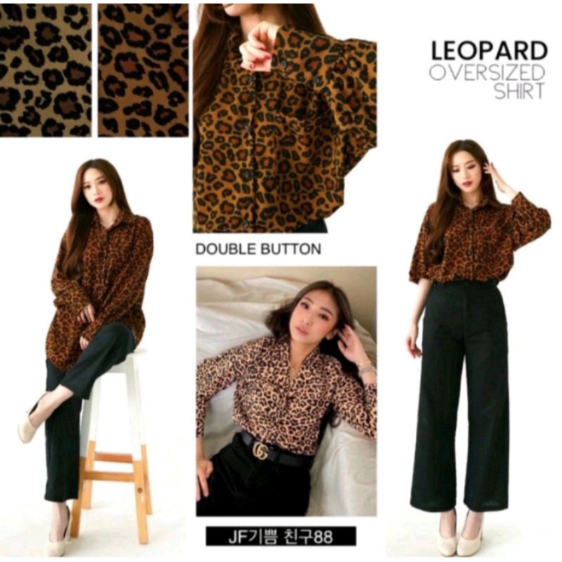 KEMEJA PANJANG WANITA LEOPARD 2W MOTIF MACAN PREMIUM