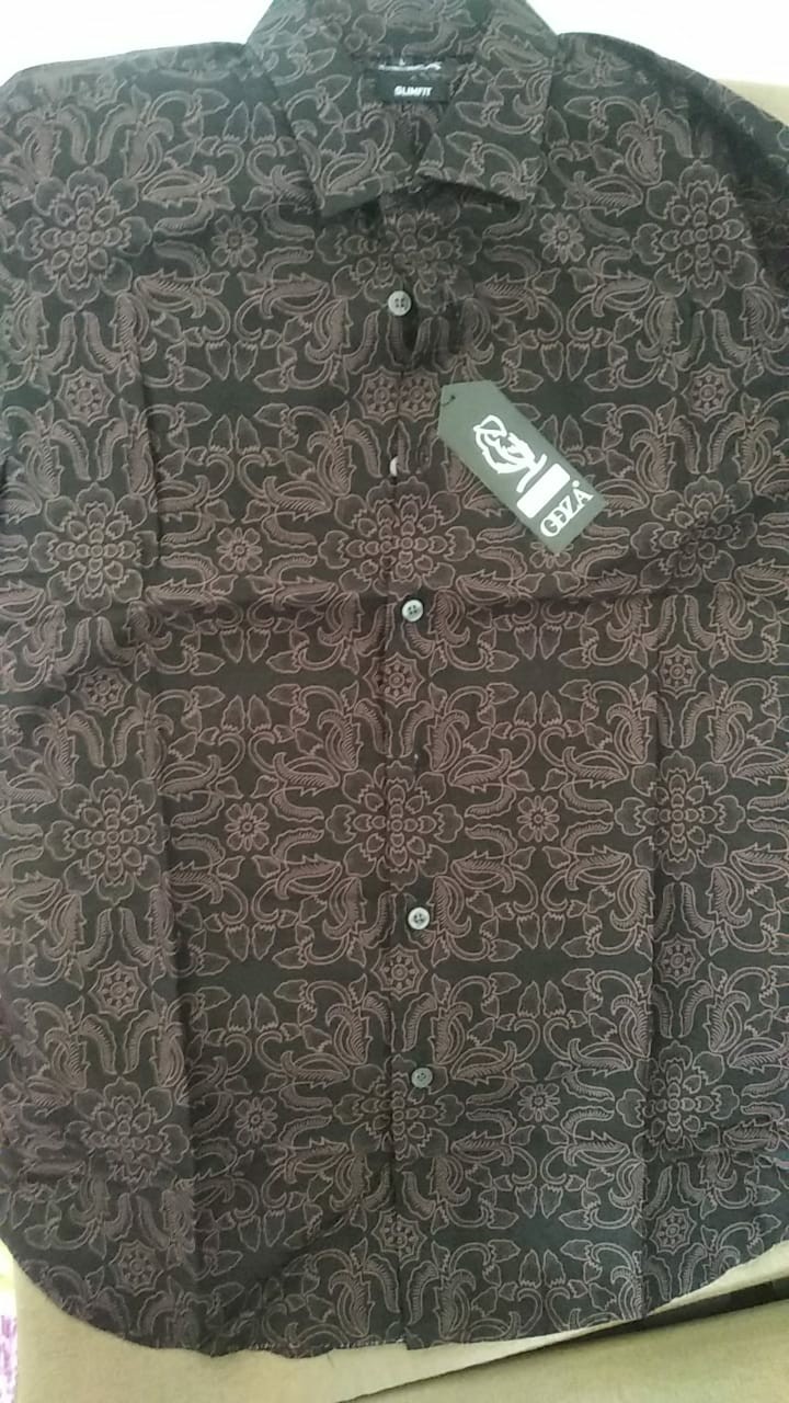 Odza Baju Kemeja Batik Slim Fit Pria Kasual Lengan Panjang