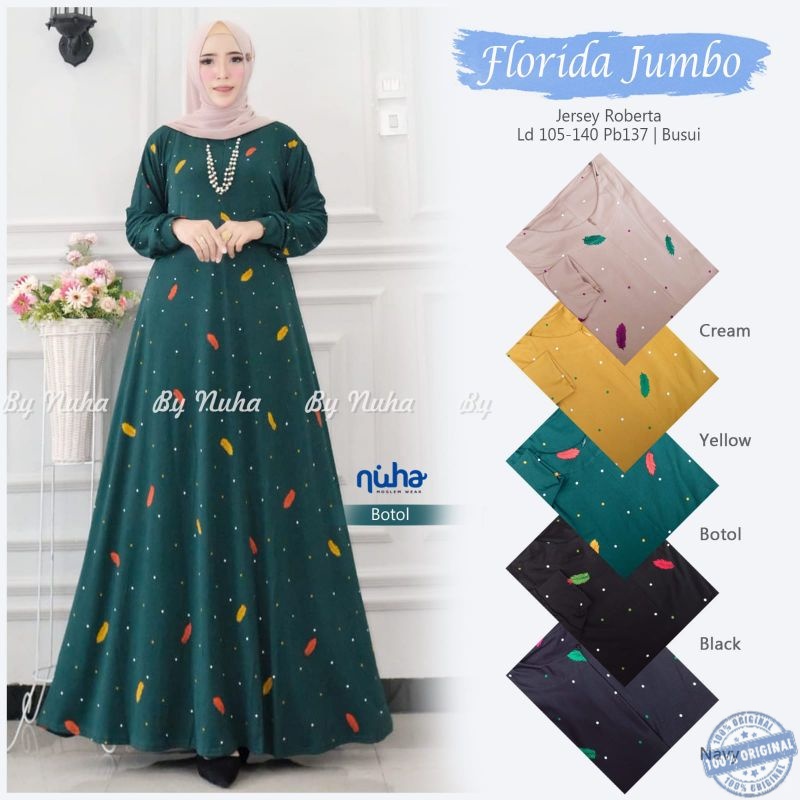 GAMIS FLORIDA JUMBO MAXI LD 105-140 BAHAN JERSEY ROBERTA BY NUHA Terbaru