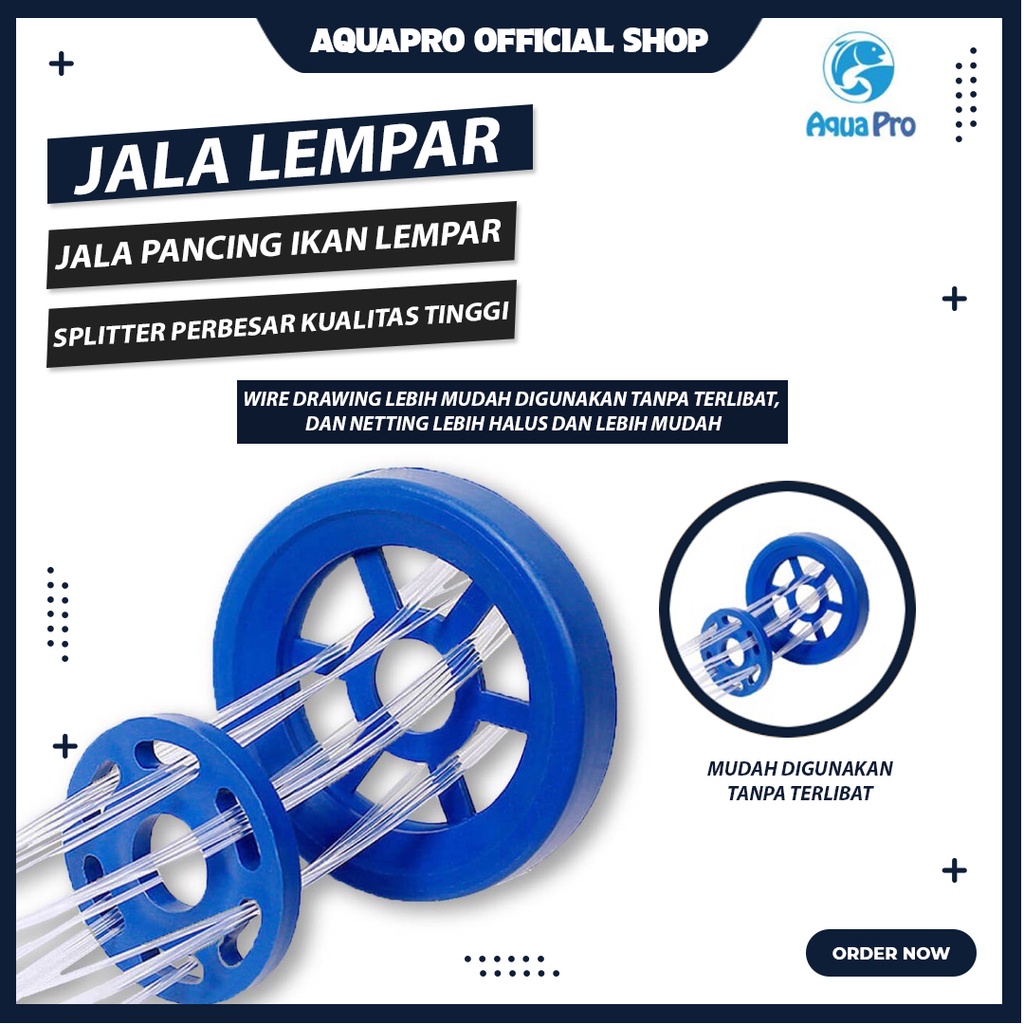 Aquapro Jala Lempar Penangkap Ikan Udang 4 Model Panjang 10m dengan Piring Bulat Terbaru &amp; Termurah