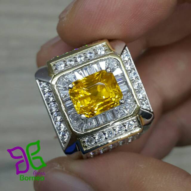 HQ Natural Vivid Yellow Sapphire 5.05ct Cincin Safir Kuning Yakut YS278