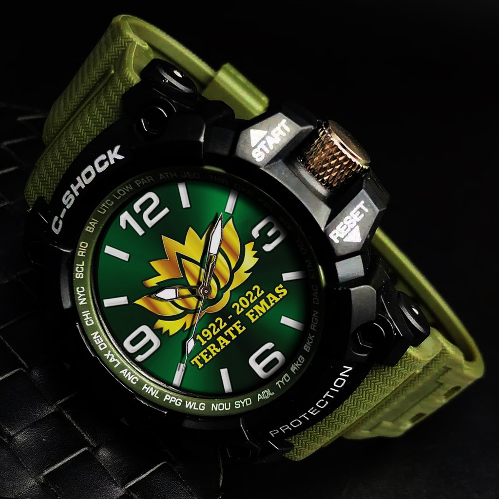 (JOS GANDOS) JAM TANGAN PSHT . TERATE EMAS  . Strap Hijau Bagus