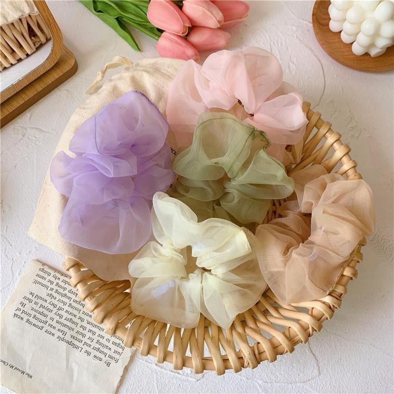 [COD] Ikat Rambut Transparan Ikat Rambut Korea Polos Scrunchie Transparan Ala Korea Scrunchie Korea Import