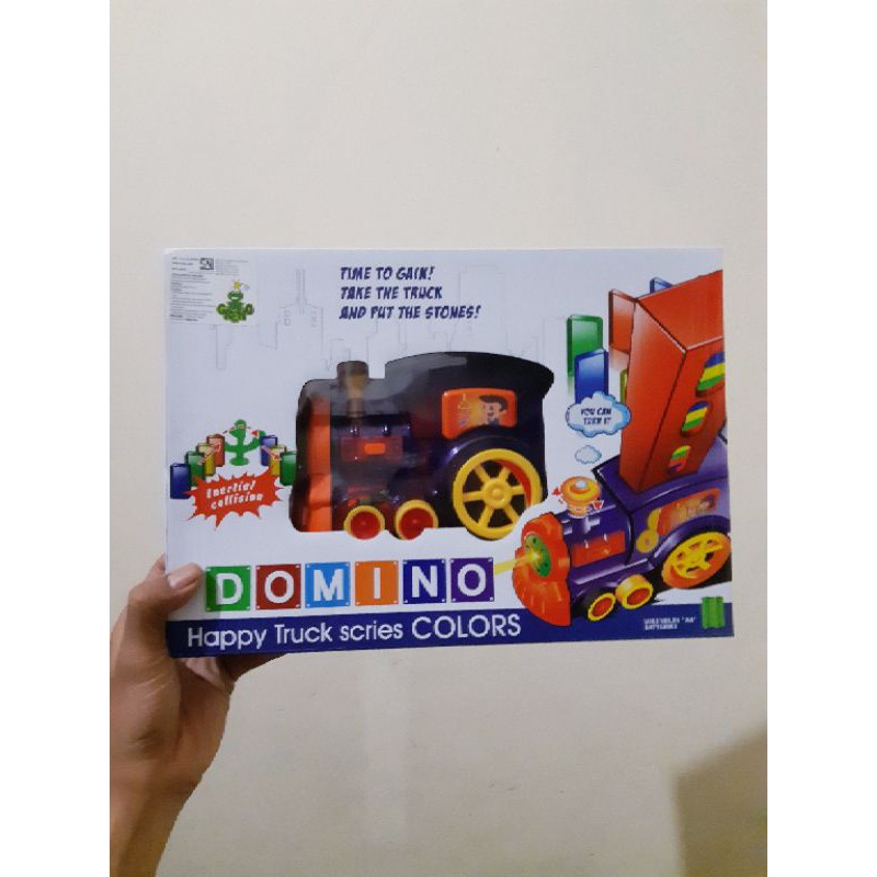 Mainan Domino Train Batre Kereta Api Balok Susun Anak Edukatif Baterai