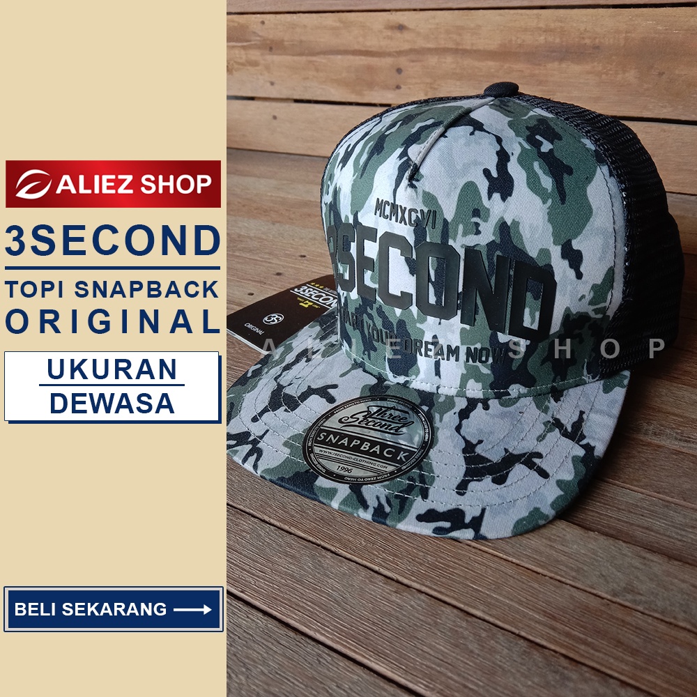 3SECOND Snapback Loreng Army Topi Pria Original Branded