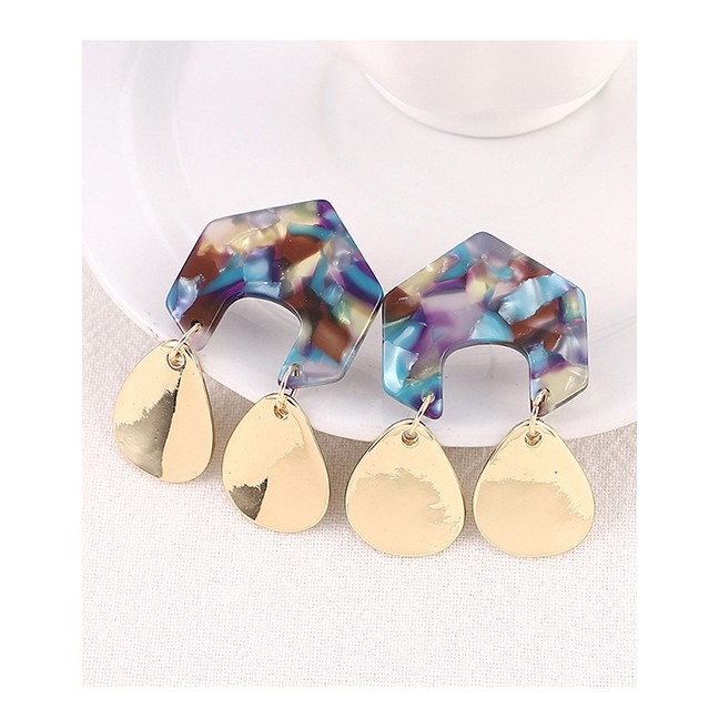 LRC Anting Tusuk Fashion White Geometric Metal Earrings Y6128X