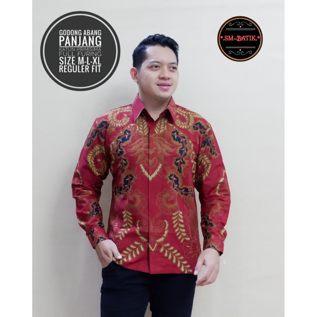 GODONG ABANG Kemeja Batik Pria Lengan Panjang Katun Halus FULL FURING SM Batik