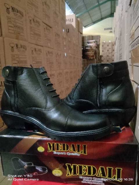 SEPATU KULIT ASLI SEPATU PRIA MADALI PDH BOOTS POLRI/TNI/SECURITY/SATPAM/KERJA/DINAS/KANTOR/PNS/ASN