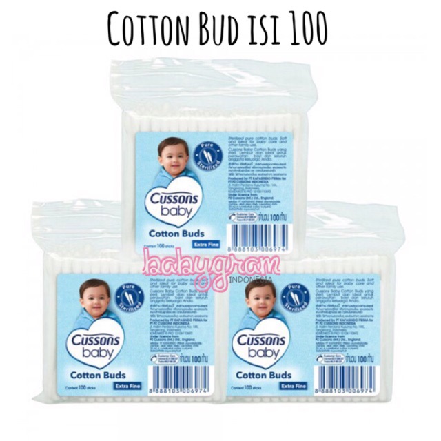 Cussons Baby Cotton Buds 100 pcs / Swabs / Korek Kuping Cusson Reguler / Extra Fine Small Kecil Bud