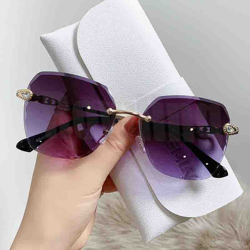 (Rowling)Kacamata  Hitam Terbaru Wanita No Frame Titanium Diamond Style Kacamata Fashion Murah/Kacamata Sunglasses Import Wanita Kacamata Fashion-Ka-136 Ungu