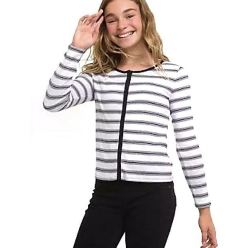 NEW Cardigan Justice Motif Garis Warna Hitam Putih - Cardigan Sweater anak Perempuan