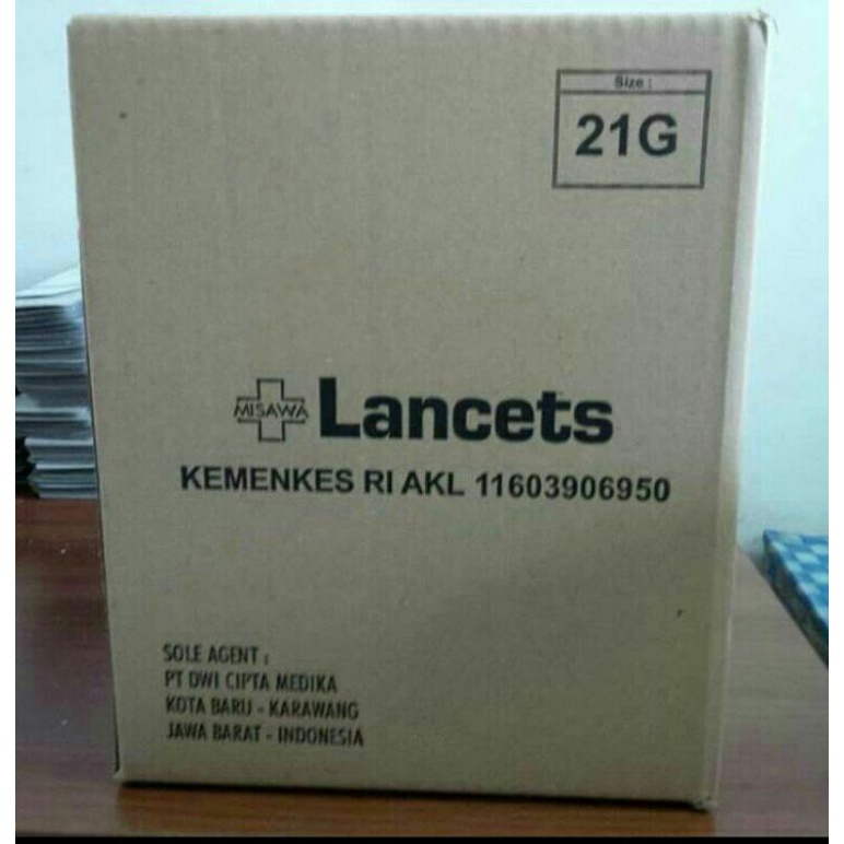Jarum / Lancet Bekam MISAWA 21G Kartonan ( 1 Karton 25 Kotak )