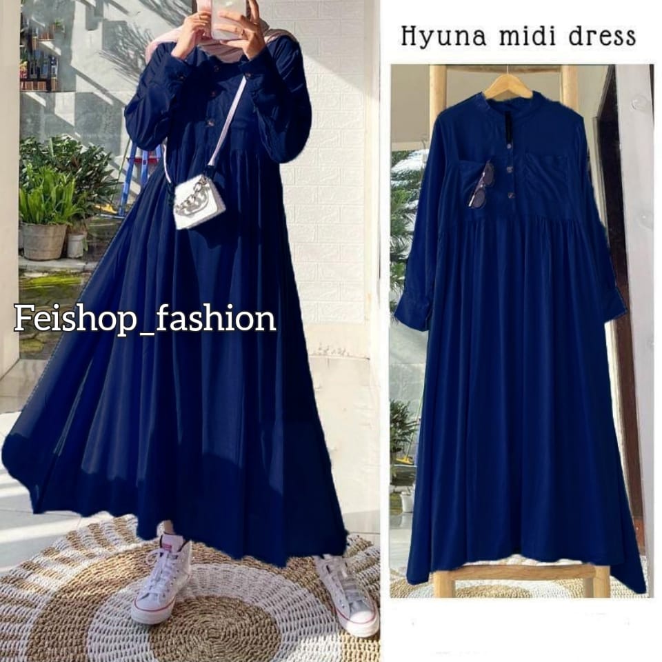 Hyuna Midi Dress l Dress Muslim Wanita Terbaru