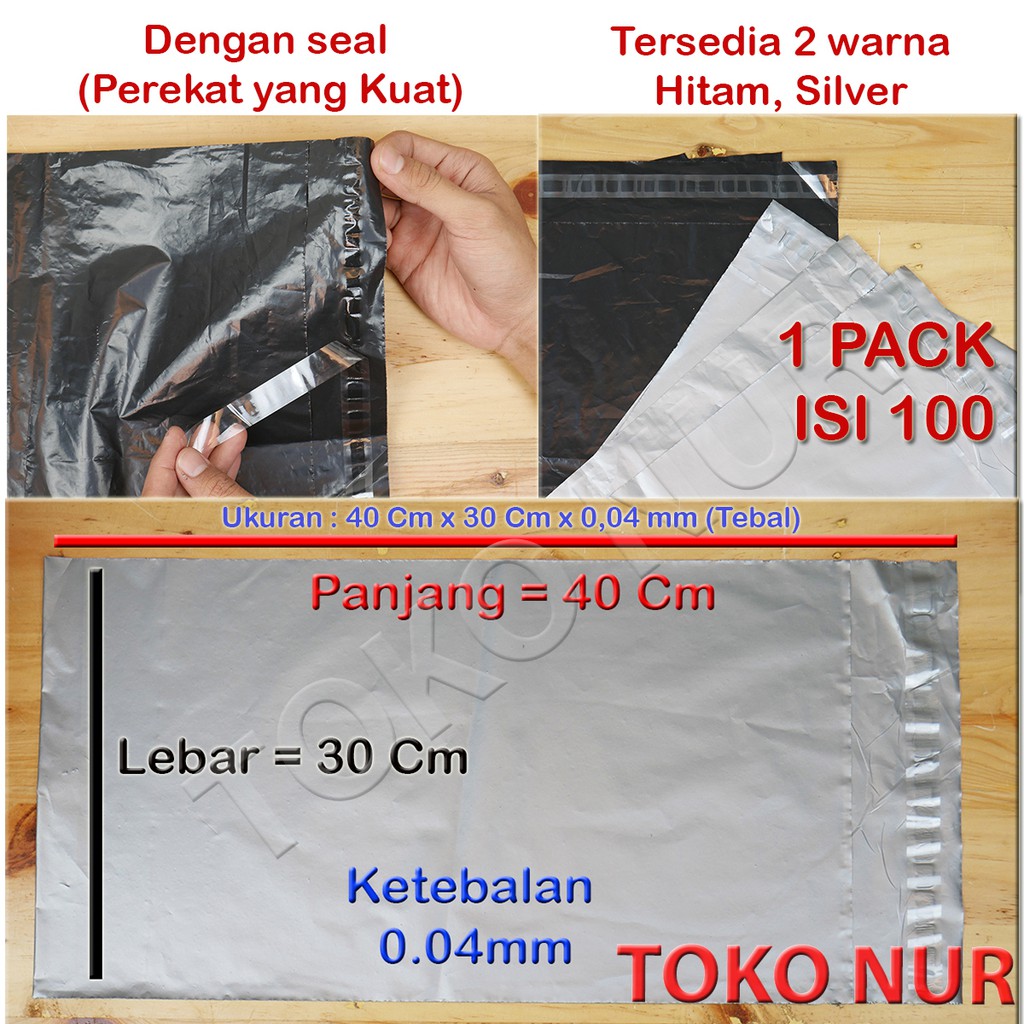 Kantong Plastik packing olshop ukuran 30cm x 40cm dengan perekat seal