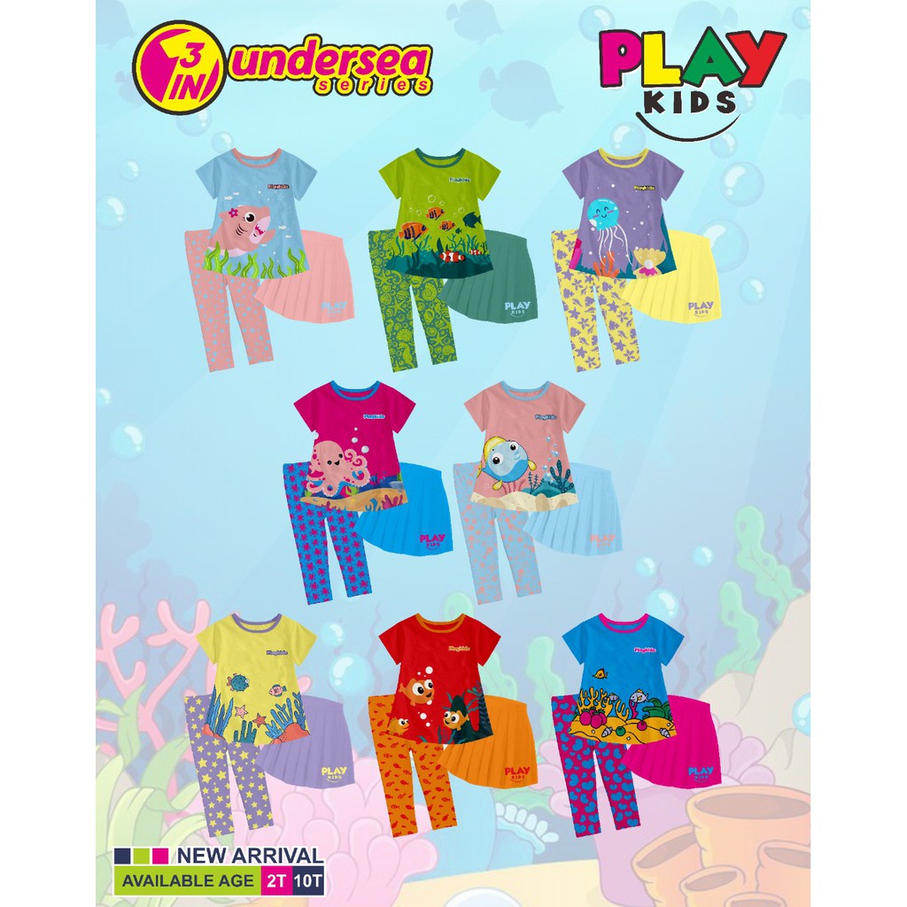 BAJU SETELAN ANAK PEREMPUAN PLAYKIDS SET 3IN1