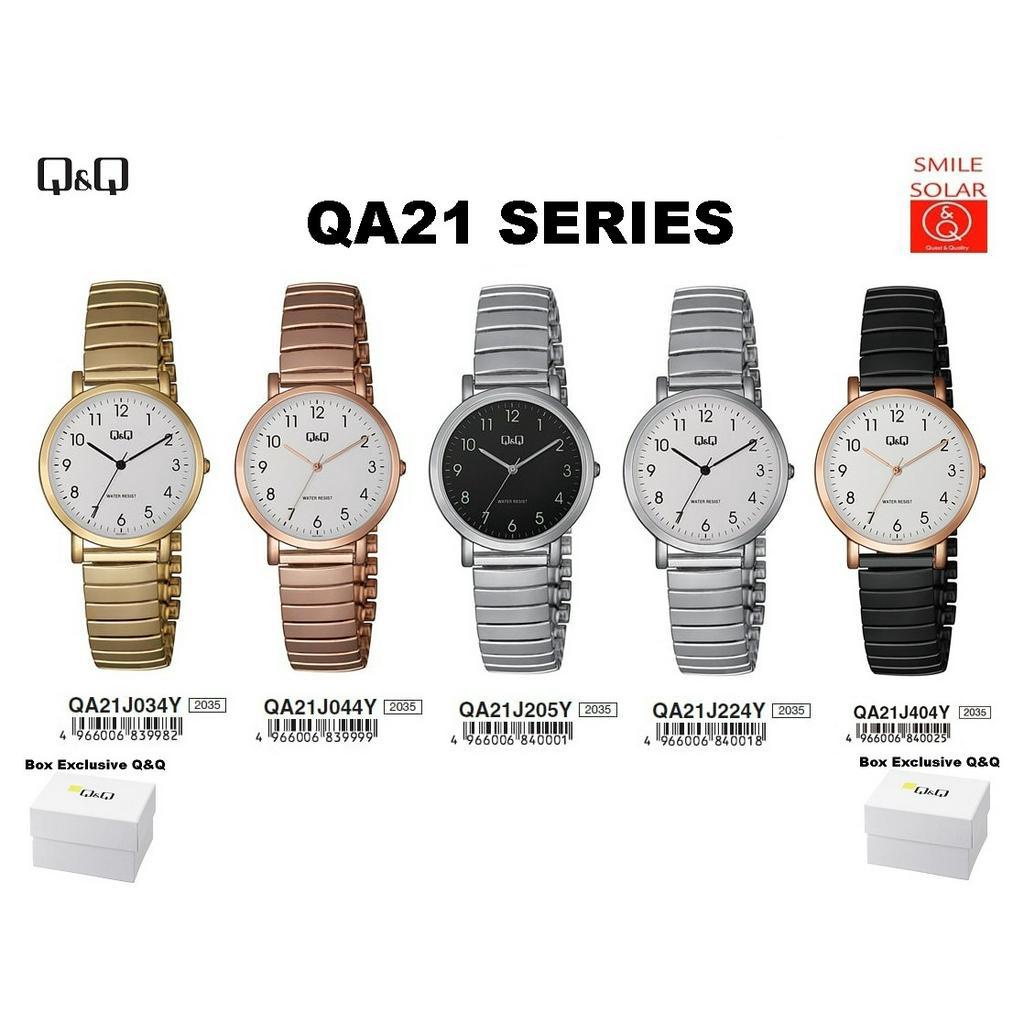 Jam Tangan Wanita Stylist Casual Business Rantai Stainless Steel Analog Original Q&amp;Q QnQ QQ QA21 QA21J Series