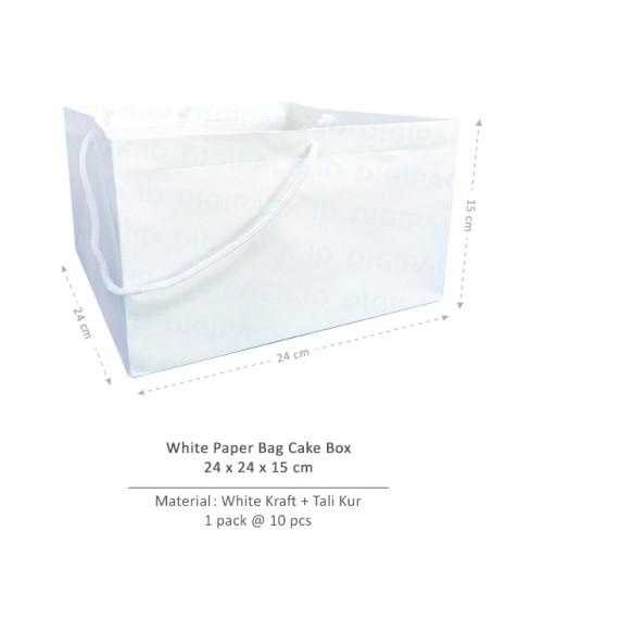 

[Digipack] White Paper Bag Cake Box 24 x 24 x 15 | Kantong Kertas