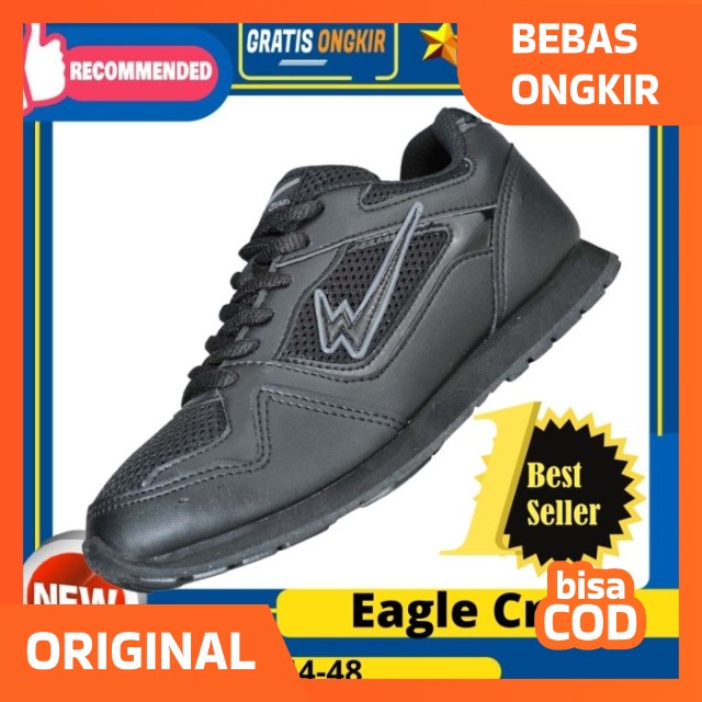 Sepatu Sekolah Hitam Polos -,Eagle Cruze- ukuran besar 44.45.46.47.48