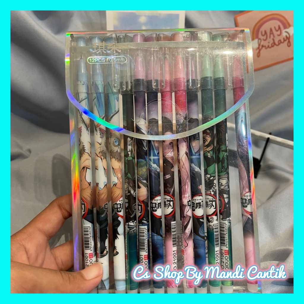 

Pulpen Marbel Karakter Demon Slayer 1SET isi 12pcs Free Box Cantik COD