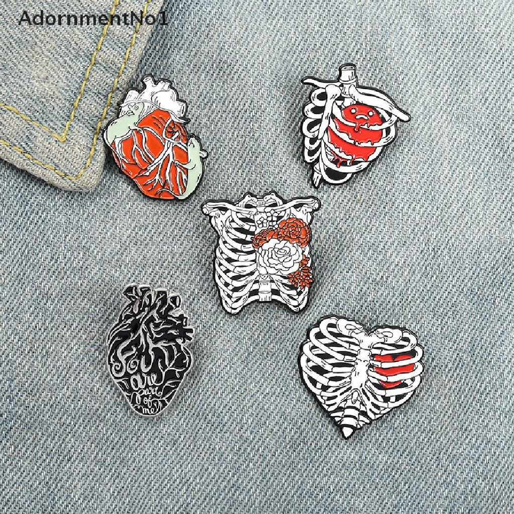 (AdornmentNo1) Bros / Pin Enamel Bentuk Anatomi Manusia + Bunga + Hati Untuk Aksesoris Wanita