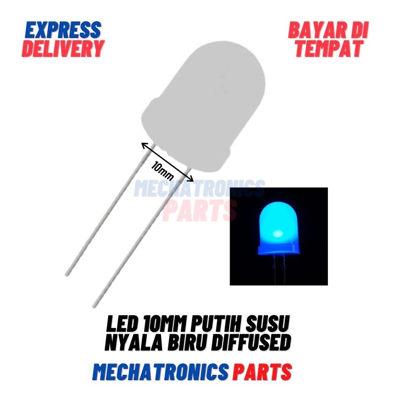 [DSP-9284] LED 10MM PUTIH SUSU NYALA BIRU LED DIFFUSED BIRU