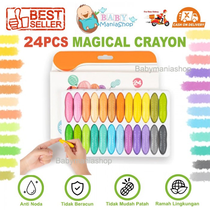 

tyvf Magical Crayon 12 pcs 24 pcs Crayons Bayi Anak Peanut Yplus UK Mudah Dihapus Tidak Mengotori