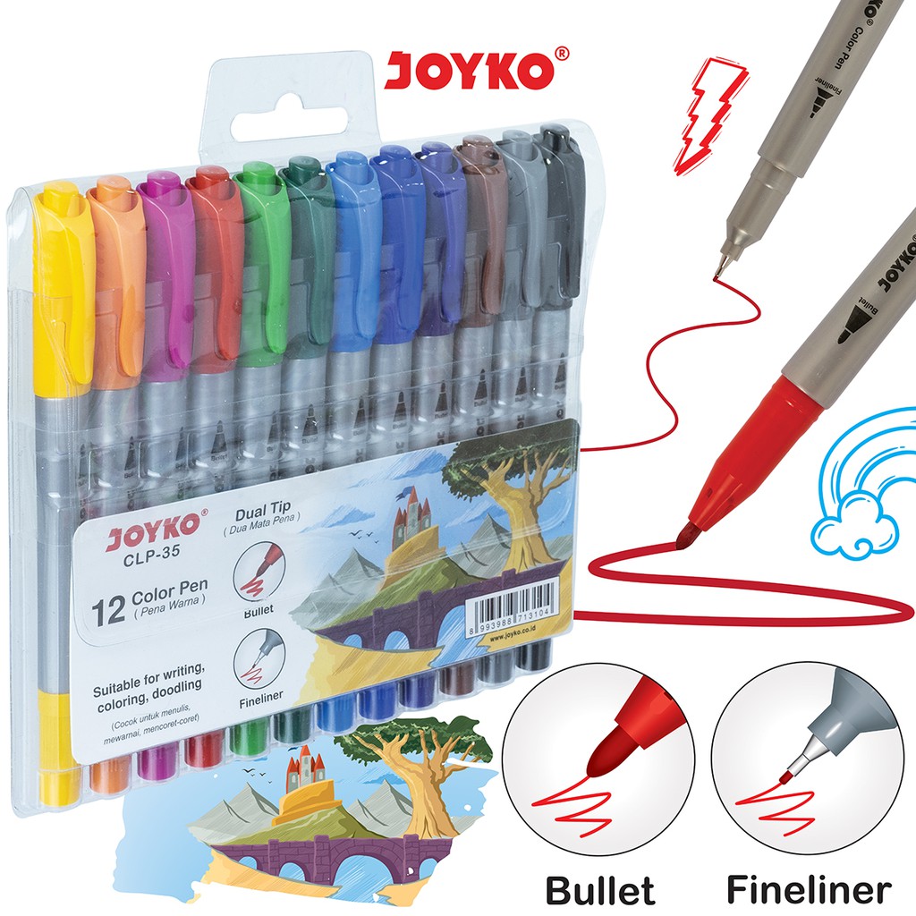 

PRODUK- COLOR PEN PULPEN PENA WARNA JOYKO CLP-35 12 WARNA COLORS .