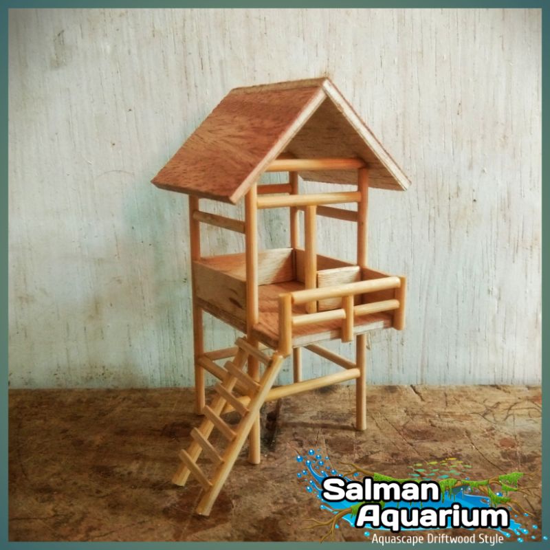 miniatur rumah pohon aquascape aquarium