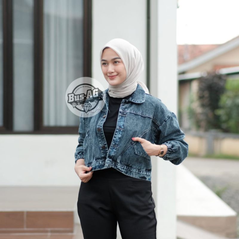 jaket jeans crop girls republic/ jaket jeans oversize wanita/ JAKET JEANS WANITA - Jaket Crop Jeans 