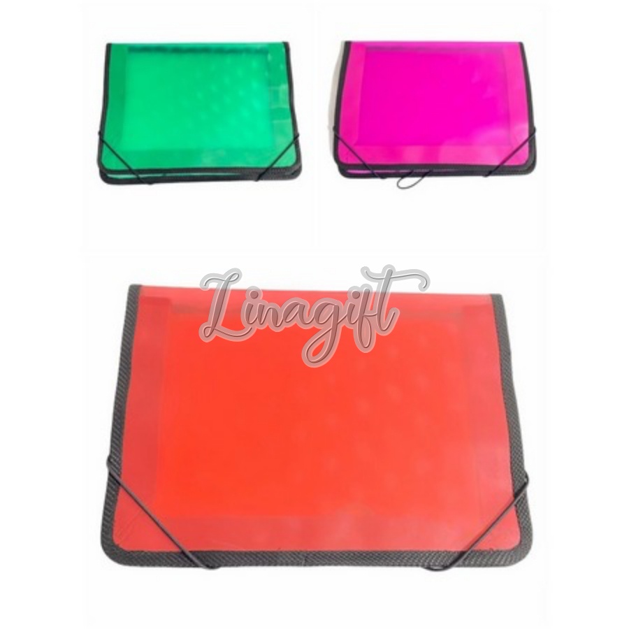 MAP PLASTIC HOLDER KARET KIRI KANAN - CARRY FILE HOLDER RED YELLOW GREEN FUSCHIA TOSCA