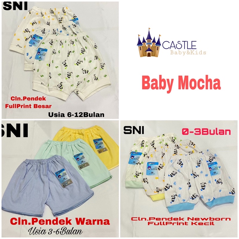 Castle -isi 3 pcs BabyMocha Celana Pendek Baby Celana Segi Empat Bayi